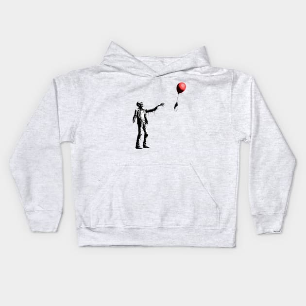 Zombie Balloon Banksy Style Kids Hoodie by TinusCartoons